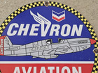 Vintage 1952 Chevron Aviation Gasoline Porcelain Sign 12 