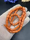 Tibetan Antique 19th Natural Bead Coral Undyed Salmon Mediterranean Necklace Vtg