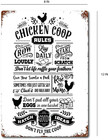 Chicken Coop Rules Sign Farm Chicken Farmhouse Decor Metal Eggs Vintage Rustic
