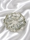 Vintage Heavy Clear Pressed Glass Ashtray Scalloped Flower Petal Design 3 75   
