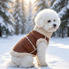 Pet Coat Small Dog Cat Padded Brown Vest Thermal Puppy Clothes Harness Ring New