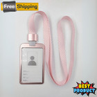 Aluminum Id Badge Holder Vertical Clear Card Case With Lanyard   Metal Hook Work
