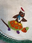 Vintage Christmas Tree Skirt Felt Anthropomorphic Woodland Animals Kitschy