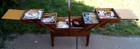 Vintage Sewing Machine Storage Organizer Table Cabinet Loaded Full - Made Norway