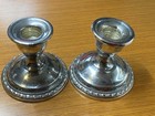 Pair 1940s La Pierre 6a Weighted Sterling Silver Console Candle Holders Set A  b