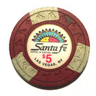 Lot Of 5 Vintage  5 Santa Fe Casino Chip From Las Vegas  Nv