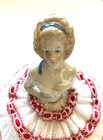 Beautiful Unique Antique Germany Half Doll Sitting On New Hand Made Pincushion