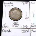 Lot Of 4 Canada 25 Cent Silver Coins  1906-1912 