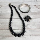 Vintage Black And Silver Necklace  Ring And Bracelet Set