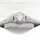 Sylvie Rhodium Over 14k White Gold  70 Ct Lab Grown Diamond Bridal Set Size  5