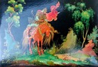 Palekh 1950 s Russian Lacquer Box Vintage Handmade Papier-mache Mstera