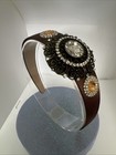 Retro Wide Edge Baroque Style Headband Rhinestone Hair Hoop Women Luxury Brown