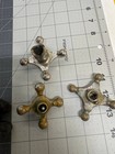 Lot Of 3 Antique Brass Cross Faucet Knobs Handles Porcelan Hot Cold Index Tap