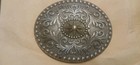 Vintage Western Belt Buckle-silver Tone Floral Etched Very Nice 