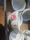Vintage Childs Moss Rose China Tea Set Made Japan Gold Trim Crane Logo seephotos