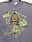 Vintage 90s Jerzees Wolf Native American Chimney Rock Nc T-shirt Usa 2xl