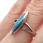 Old Pawn 925 Sterling Vintage Southwestern Real Turquoise Oxidized Ring Size 6