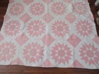 Antique Old Pink   White Quilt Ohio Star Or Sawtooth Star Block Hand Stitched
