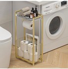 Freestanding Toilet Paper Holder With Storage Shelf     Bathroom Tissue Roll Stand