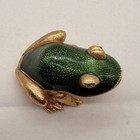 Estee Lauder Frog Solid Perfume Compact Enamel Gold Tone