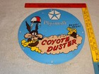 Vintage Plymouth Wile E Coyote Duster Mopar 11 3 4  Porcelain Metal Gas Oil Sign