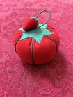 Vintage Tomato Pin Cushion W Attached Strawberry Needle Sharpner