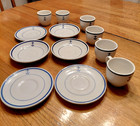 Vintage Set 6 Demitasse Cups Saucers Tepco   Buffalo China Navy  Fouled Anchor 