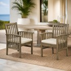 Acacia Wood Patio Dining Chair Set Of 2 With Water Resistant Cushions