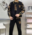 New Men Luxury Rhinestones Fashion Set Hoodie   Pants Suit High Quality