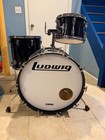 Ludwig Vintage 1970s Black Cortex Blue-olive Badge Drum Set 22x14 16x16 12x8