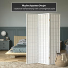 Elegant 6 Ft White Shoji Screen Room Divider - 3 Panel Window Pane Design