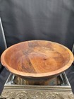 Carved hand Turned Wood Bowl  12   X 4 5  natural W dark Grey Accents 
