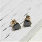 1 00 Ct Heart Cut Simulated Black Diamond Stud Earrings 14k Yellow Gold Plated