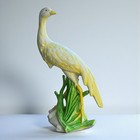 Vintage 1930 s Ceramic Egret Yellow Hand Painted Signed Figure 18 h Coastal