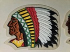 2 Vintage 60 s 70 s Large Indian Chief Headdress Cloth Embroidered Patch 6  X5 
