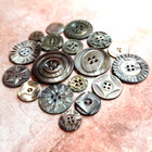 18 Mixed Antique Carved Smoky Pearl Shell Mop Buttons   9 16  To Over 1-5 16 