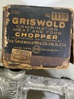 Vintage Griswold  1110 Combination Meat Grinder Food Chopper Box   Accessories