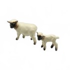 Hagen Renaker Vintage Miniature Rare Matte Sheep And Lamb With Dark Faces