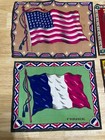 Lot Of 6 Antique Tobacco Felts Flags Usa  Ireland  France  Siam  China  Austria