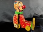 Vintage 1958 Original Fisher Price Squeaky The Clown  777 Wooden Pull Toy