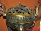 8 2 old China Ancient Bronze Ware Gilt Inscription Incense Burner Censer Statue
