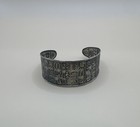 Vintage 900 Sterling Silver Egyptian Revival Hieroglyphic Cuff Bracelet  Size 8