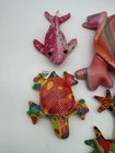 Lot  6  Vintage Sand Stuffed Frogs Turtles Shark Bundle Lot Rainbow Set Cute
