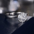 Brilliant Round Cut Moissanite Solitaire Engagement Ring 14k White Gold Finish