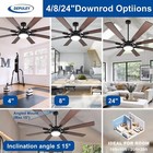 72in Ceiling Fan With Light  Modern 8-blade With Remote App Control Dimmable