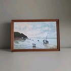 Antique Oil Painting Seascape Coastal Boat Framed Signed