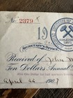 American Institute Of Mining Engineers Dues Receipt Rare  1907 John W Sully