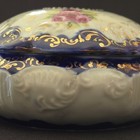 Hair Receiver Hand Painted Porcelain Japan With Embossing  Symbols   Issues Vtg