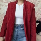 Vintage Red Genuine Leather Suede Blazer Jacket 14