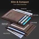 Men   s Slim Leather Wallet Rfid Blocking Front Pocket Minimalist Card Holder